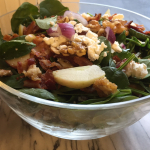 Spinach Salad with Nuts, Apples, Feta and Bacon